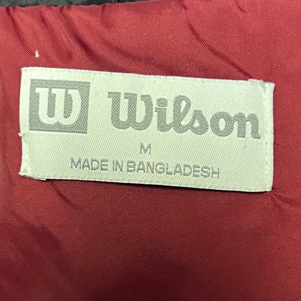 VTG Wilson Burgundy White Windbreaker Jacket Full Zip Athletic Sportswear Size M